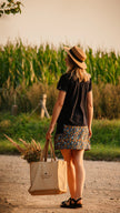 Skirt with shorts (pockets, adjustable waist, blue) - S