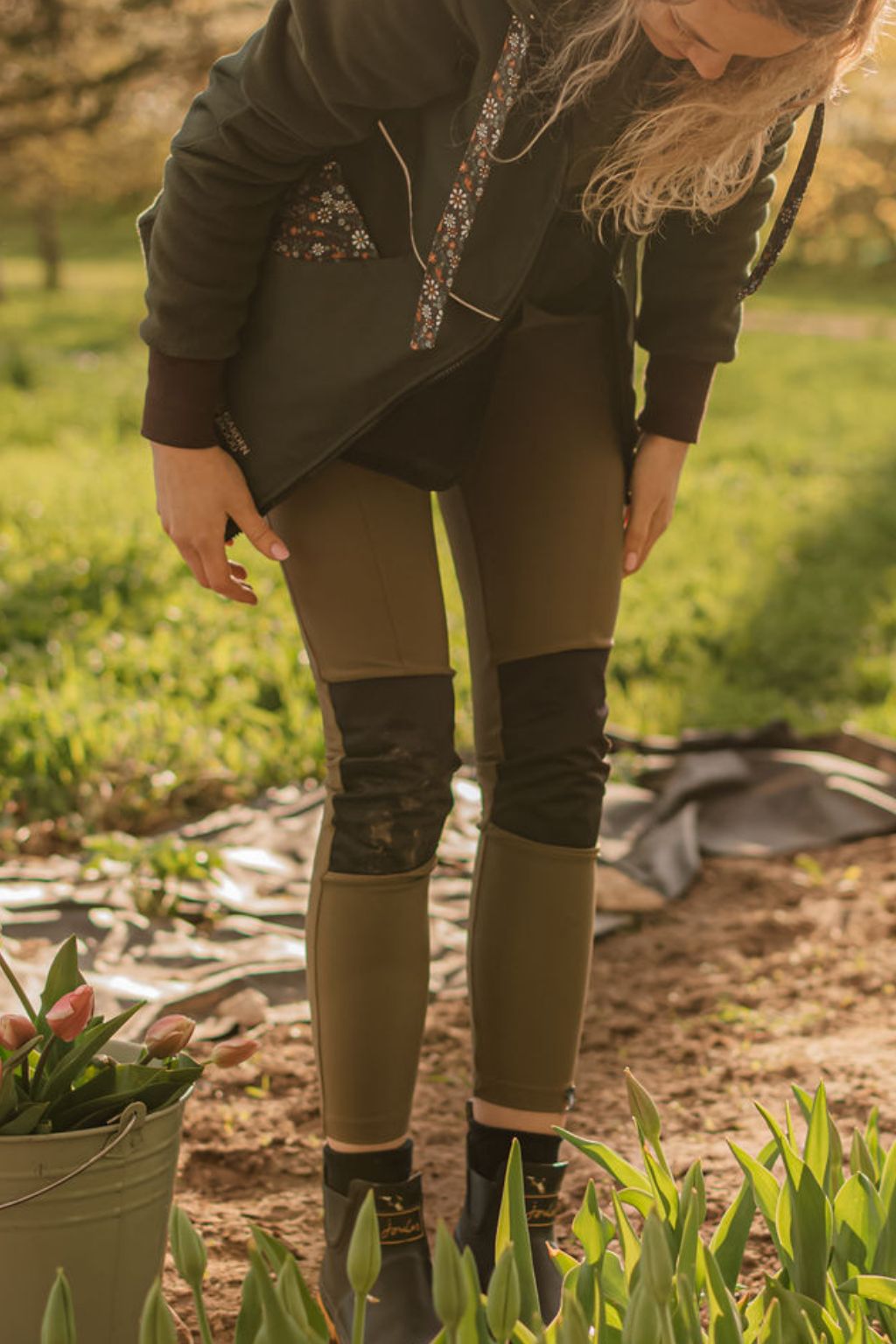 Leggings (pockets, waterproof knees, adjustable waist) WITH BROKE - S